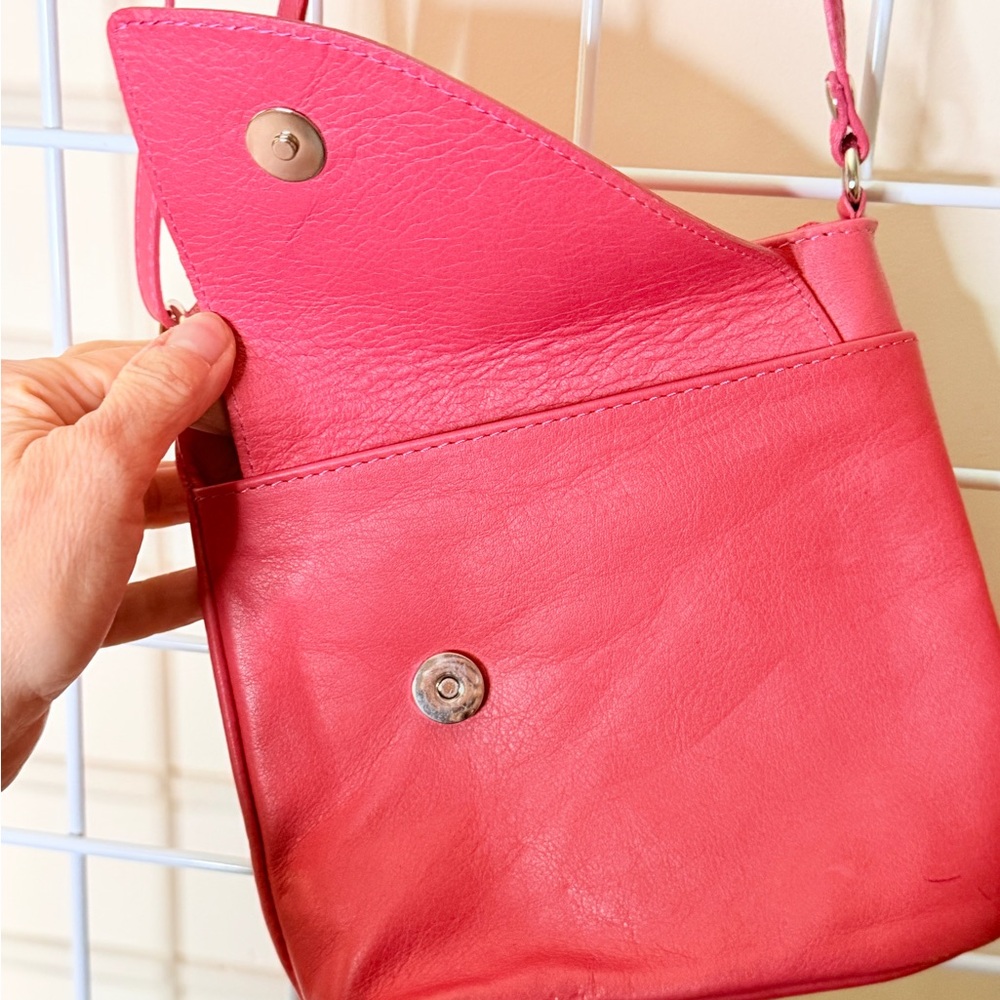 Source Unknown Bright Pink Leather Crossbody Bag … - image 5